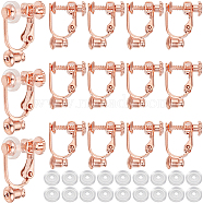 24Pcs Brass Screw On Clip-on Earring Findings, Spiral Ear Clips, with 24Pcs Silicone Earring Pads, Rose Gold, 17x13x5mm, Hole: 0.6mm(KK-SP0001-20RG)