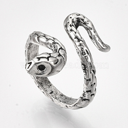 Alloy Cuff Finger Rings, Snake, Antique Silver, Size 5, 15.5mm(X-RJEW-S038-193B)