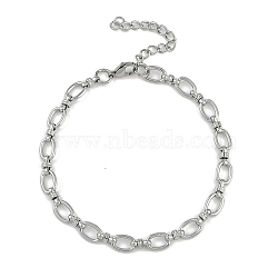 Anti-Tarnish 304 Stainless Steel Oval Link Chain Anklets, Stainless Steel Color, 8-5/8 inch(21.8cm)(AJEW-A057-06P)