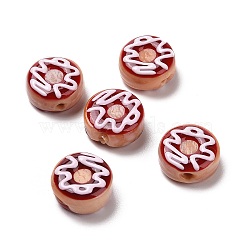 Handmade Lampwork Enamel Beads Strands, Hand Drawn Beads, Donut, Chocolate, 15.5x7~8.5mm, Hole: 1.5mm, about 25pcs/strand(LAMP-A001-F02)