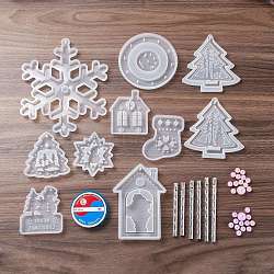 DIY Wind Chime Making Kit, Christmas Theme, Including Silicone Molds, Nylon Monofilament Fishing Line, Plastic Beads, Aluminium Tubes, Mixed Color, 10~198x0.2~166x0.2~11.5mm(DIY-D070-03P)