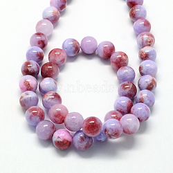 Natural Dyed White Jade Gemstone Bead Strands, Round, Medium Purple, 6mm, Hole: 1mm, about 66pcs/strand, 15.7 inch(X-G-R271-6mm-XP22)