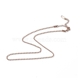 Ion Plating(IP) 304 Stainless Steel Ball Chain Necklace for Men Women, Rose Gold, 15.91 inch(40.4cm)(NJEW-K245-017B)