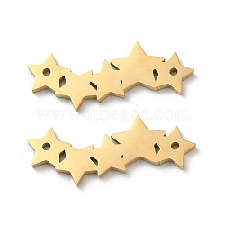 Ion Plating(IP) 304 Stainless Steel Connector Charms, Laser Cut, Five Star Links, Golden, 7x18x1mm, Hole: 0.9mm(STAS-Q303-26G)