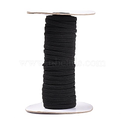 Flat Elastic Rubber Cord/Band, Webbing Garment Sewing Accessories, Black, 6mm, about 30m/roll(OCOR-E023-04B)