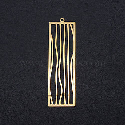 201 Stainless Steel Big Filigree Pendants, Rectangle, Golden, 55.5x16.5x1mm, Hole: 1.6mm(STAS-T049-T701-2)