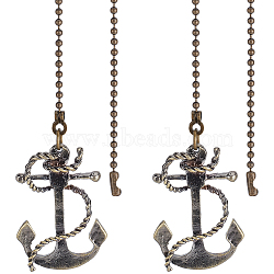 Alloy Ceiling Fan Pull Chain Extenders, Anchor Pendant Decorations, with Iron Ball Chains, Antique Bronze, 380x3mm(FIND-WH0152-379)