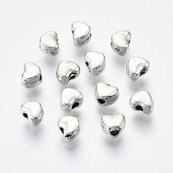 Tibetan Style Alloy Beads, Cadmium Free & Lead Free, Heart, Antique Silver, 3x4x3mm, Hole: 1.2mm, about 7000pcs/1000g