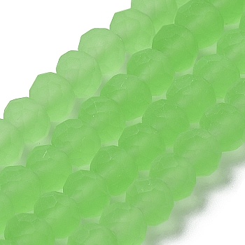 Transparent Glass Beads Strands, Faceted, Frosted, Rondelle, Lime, 3.5mm, Hole: 1mm