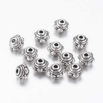 Tibetan Style Alloy Spacer Beads, Cadmium Free & Nickel Free & Lead Free, Antique Silver, 7x5.5mm, Hole: 1mm