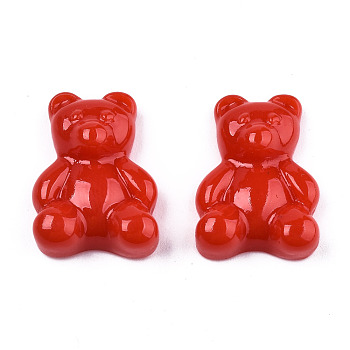 Opaque Resin Cabochons, Bear, Red, 20x15x6~7mm