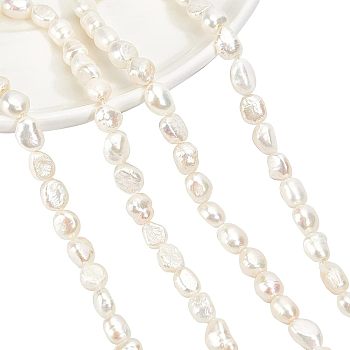 2 Strands Natural Cultured Freshwater Pearl Beads Strands, Two Sides Polished, Creamy White, 8~9x8~10x5~7.5mm, Hole: 0.6mm, about 21pcs/strand, 7.05~7.13''(17.9~18.1cm)