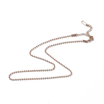 Ion Plating(IP) 304 Stainless Steel Ball Chain Necklace for Men Women, Rose Gold, 15.91 inch(40.4cm)