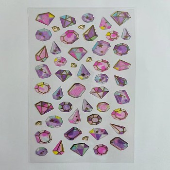 Epoxy Resin Sticker, for Scrapbooking, Travel Diary Craft, Diamond Pattern, 5~18x6~16mm