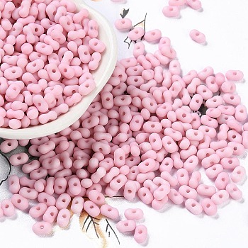 Opaque Acrylic Beads, Peanut, Pearl Pink, 6.5x4x3mm, Hole: 1.4mm, about 9890pcs/500g