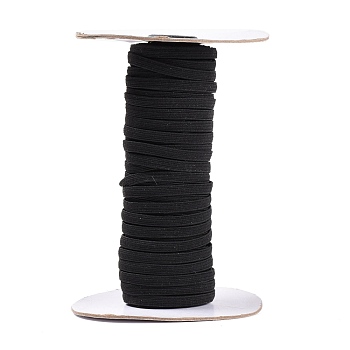 Flat Elastic Rubber Cord/Band, Webbing Garment Sewing Accessories, Black, 6mm, about 30m/roll