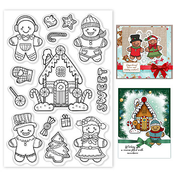 PVC Plastic Stamps, for DIY Scrapbooking, Photo Album Decorative, Cards Making, Stamp Sheets, Gingerbread Man, 16x11x0.3cm