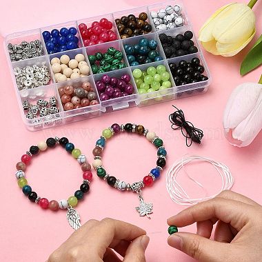 Kit de fabrication de bracelets extensibles avec pierres précieuses naturelles et synthétiques mélangées(DIY-YW0008-58)-3