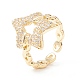 Clear Cubic Zirconia Open Star Cuff Ring(KK-D067-39G-RS)-1