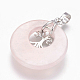 Pendentifs de quartz rose naturel(G-F573-C12)-3