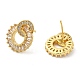 Rack Plating Real 18K Gold Plated Brass Donut Dangle Stud Earrings(EJEW-B034-14G)-2
