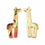 Alloy Pendants,  Cadmium Free & Nickel Free & Lead Free, Giraffe, Colorful, 33x17x1.5mm, Hole: 1.2mm(PALLOY-D581-05A)