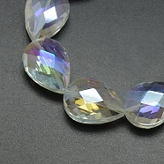 Electroplate Crystal Glass Teardrop Beads Strands, Faceted, AB Color Plated, 24x17x11mm, Hole: 1mm, about 30pcs/strand, 28.3 inch(EGLA-F067A-01)