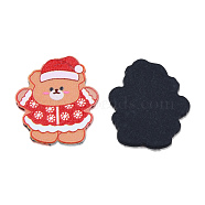 Printed Embossed Opaque Acrylic Cabochons, Christmas Style, Bear, Red, 22.5x19x2mm(OACR-N135-03C)