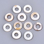 Natural Freshwater Shell Linking Rings, Ring, Seashell Color, 11x2mm, Inner Diameter: 5mm(SHEL-S276-131A-01)