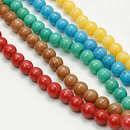 Natural Mashan Jade Round Beads Strands, Dyed, Mixed Color, 12mm, Hole: 1mm, about 34pcs/strand, 15.7 inch(G-D263-12mm-M)