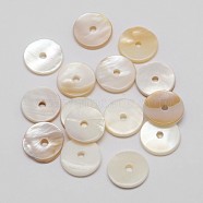 Dyed Natural Shell Bead Spacers, Disc/Flat Round, Heishi Beads, Lavender, 10x2mm, Hole: 1mm(SHEL-P004-07B)