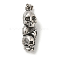 316 Surgical Stainless Steel Pendants, Skull Charm, Antique Silver, 41x13x16mm, Hole: 4x8mm(STAS-Z073-104AS)