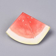 Acrylic Badges Brooch Pins, Cute Lapel Pin, for Clothing Bags Jackets Accessory DIY Crafts, Watermelon, Red, 38x49.5x8.5mm, Pin: 0.8mm(JEWB-E676-38)