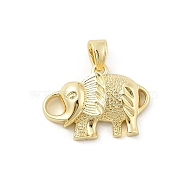 Brass Pendants, with Elephant Charms, Real 18K Gold Plated, 14x20x5mm, Hole: 4x2.5mm(KK-E791-13G)