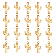 20Pcs Brass Charms, Cactus, Real 18K Gold Plated, Real 18K Gold Plated, 15x8x1mm, Hole: 1.2mm(KK-AR0002-69)