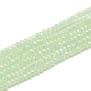 Electroplate Glass Beads Strands, Imitation Jade Glass, Faceted, Rondelle, Light Green, 2.5x1.5mm, Hole: 0.8mm, about 160~165pcs/strand, 13.78 inch~14.17 inch(35~36cm)(EGLA-Q112-A05)