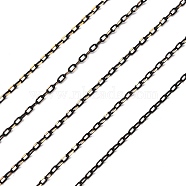 Electroplate Brass Cable Chains, Soldered, Gunmetal & Golden, 2x1x0.5mm(CHC-E001-1)