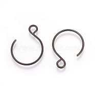 304 Stainless Steel Earring Hooks, with Horizontal Loop, Electrophoresis Black, 18.5x14mm, Hole: 2.5mm, Pin: 0.8mm(X-STAS-L216-02B-B)