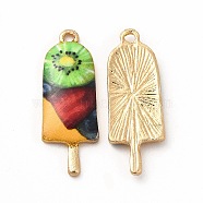 Printed Alloy Pendants, Lead Free & Cadmium Free & Nickel Free, Golden, Ice Lolly Charm, Colorful, 27x10x2.5mm, Hole: 1.4mm(PALLOY-H127-04G-02)
