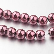 Non-magnetic Synthetic Hematite Bead Strands, Spray Painted, Round, Plum, 6mm, Hole: 1mm, about 72pcs/strand, 15.7 inch(G-F301-6mm-01)