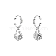 Stainless Steel Shell Shape Dangle Earrings for Women(HK0128-2)