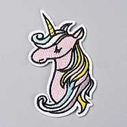 Computerized Embroidery Cloth Iron on/Sew on Patches, Costume Accessories, Appliques, Unicorn, Colorful, 87x57x1.8mm(DIY-P006-01)
