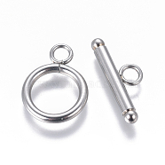 Non-Tarnish 304 Stainless Steel Toggle Clasps, Stainless Steel Color, 18.5x13.5x2mm, Hole: 3mm, Inner Diameter: 9.5mm, Bar: 21x8x3mm, Hole: 3mm(STAS-F227-12B-P)