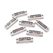 Tibetan Style Links connectors for Friendship, Cadmium Free & Lead Free, Rectangle with Word Best Friend, Antique Silver, 9.5x35x2mm, Hole: 3mm(TIBE-4270-AS-LF)