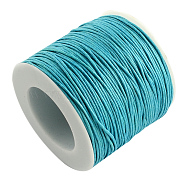 Waxed Cotton Thread Cords, Light Sky Blue, 1mm, about 10.93 yards(10m)/roll(YC-R003-1.0mm-10m-189)