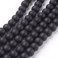 Synthetic Black Stone Beads Strands, Frosted, Round, Black, 8mm, Hole: 1mm, about 48pcs/strand, 16 inch(X-G508-1)