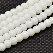 Opaque Solid Color Glass Round Beads Strands, Grade AA, White, 8mm, Hole: 1mm, about 40pcs/strand, 12 inch(X-GLAA-F032-8mm-01)