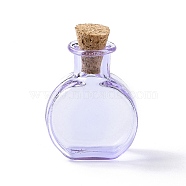Flat Round Miniature Glass Bottles, with Cork Stoppers, Empty Wishing Bottles, for Dollhouse Accessories, Jewelry Making, Lilac, 11.5x21x31mm(GLAA-H019-05B)