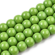 Opaque Solid Color Glass Beads Strands, Round, Lime Green, 6~6.5mm, Hole: 1.4mm, about 67~70pcs/strand, 14.76 inch~15.16 inch(37.5~38.5cm)(GLAA-T032-P6mm-06)