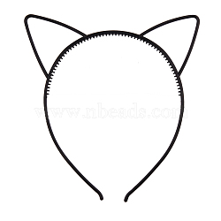 Cute Cat Ear Plastic Hair Bands, Hair Accessories for Girls, Black, 165x145x6mm(OHAR-PW0001-164J)